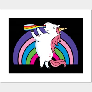 Drunken Unicorn Rainbow- Posters and Art